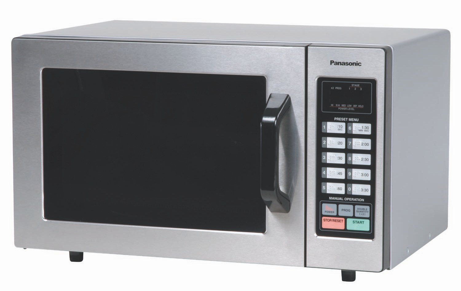 Panasonic NE-1054F Stainless 1000W 0.8 Cu. Ft. Commercial Microwave Oven with 10 Programmable Memory and Touch Screen Control