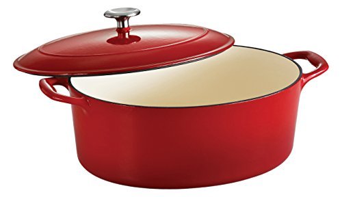 Tramontina Enameled Cast Iron Covered Oval Dutch Oven, 7-Quart, Gradated Red
