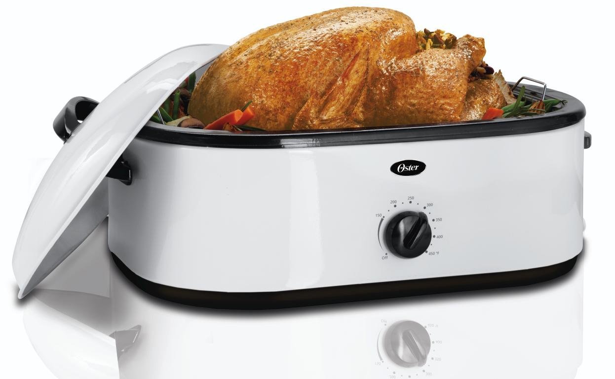 Oster CKSTRS71 18-Quart Roaster Oven with Buffet Server, White