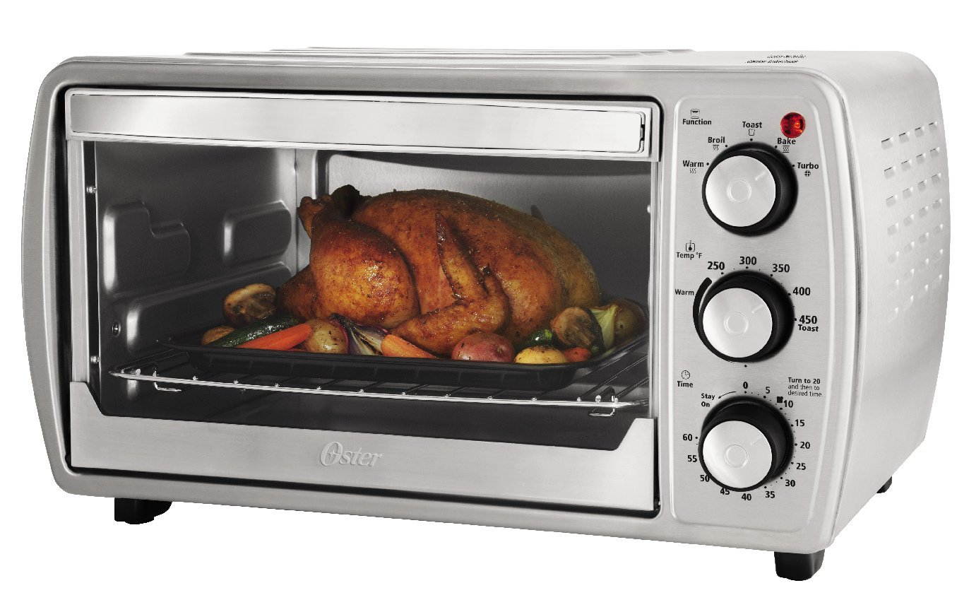Oster TSSTTVCG02 Oster 6 Slice Convection Toaster Oven with Integrated Broil Rack, Brushed Stainless Steel