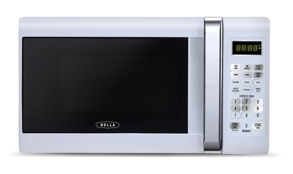 Bella 700-Watt Compact Microwave Oven, 0.7 Cubic Feet, White with Chrome