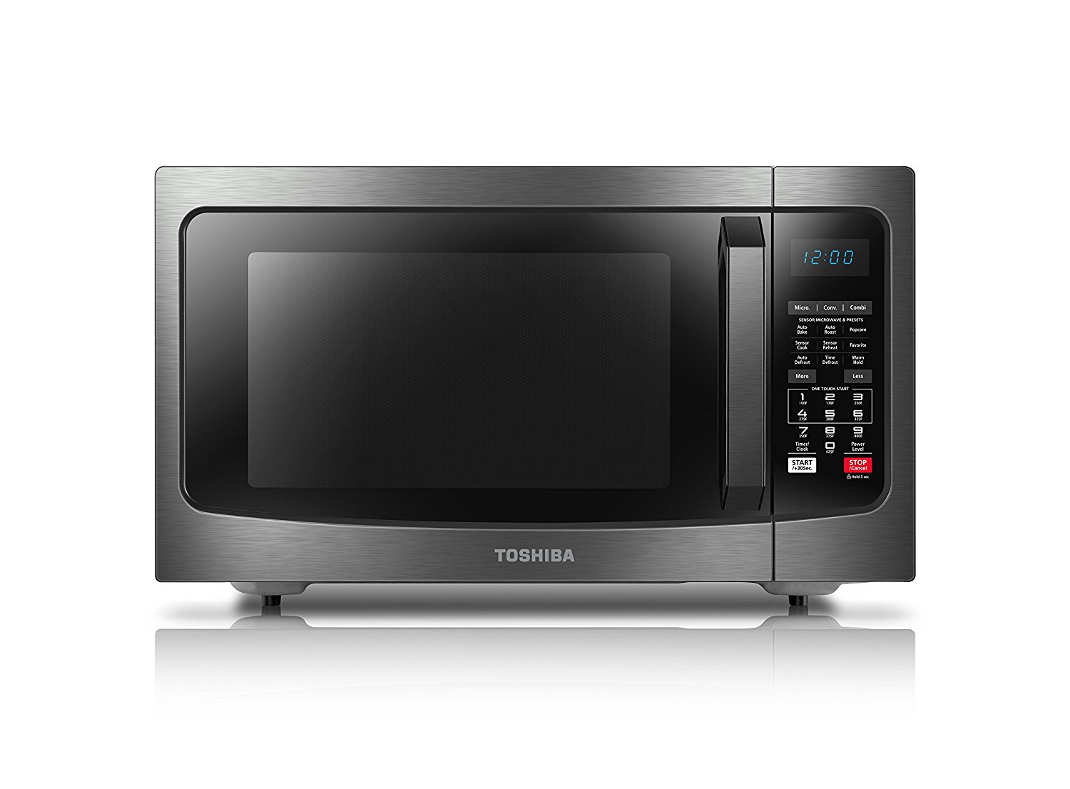 Toshiba EC042A5C-BS Convection Microwave Oven, 1.5 Cu.ft, Black Stainless Steel