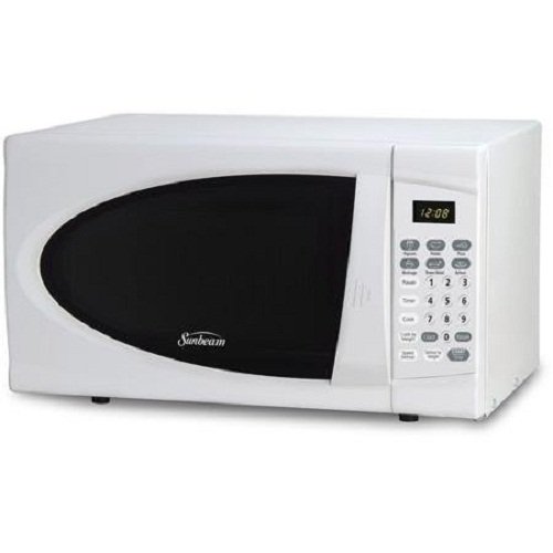 Sunbeam 0.9 Cubic ft Microwave with 6 1-Touch Settings and 10 Different Power Levels - White Color