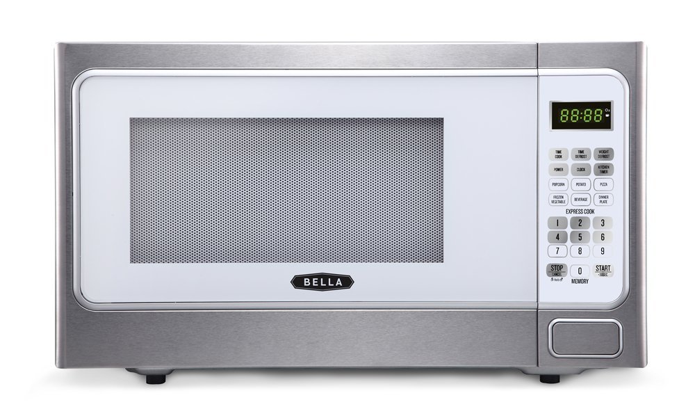 Bella BMO11ABTWHC Microwave Oven, 1Cu.'., Stainless Steel/White