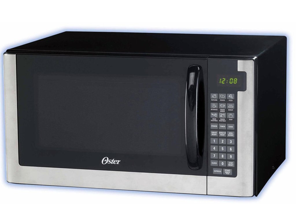 Oster 1.4-Cubic Foot Stainless Steel Digital Microwave Oven, Digital Clock and LED Display