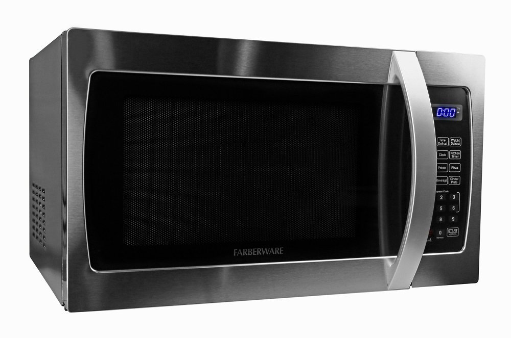 Microwave Oven Compact Countertop Electric Stainless Steel 1000 Watt 1.3 Cu. Ft. Cookware With Free Pot Holders