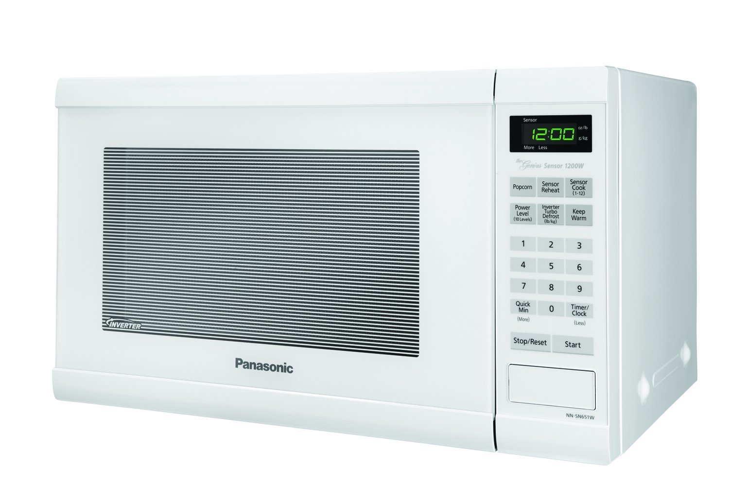 Microwave Oven Compact Countertop Panasonic Electric White 1200 Watt 1.2 cu. ft. Inverter Cookware With Free Pot Holders