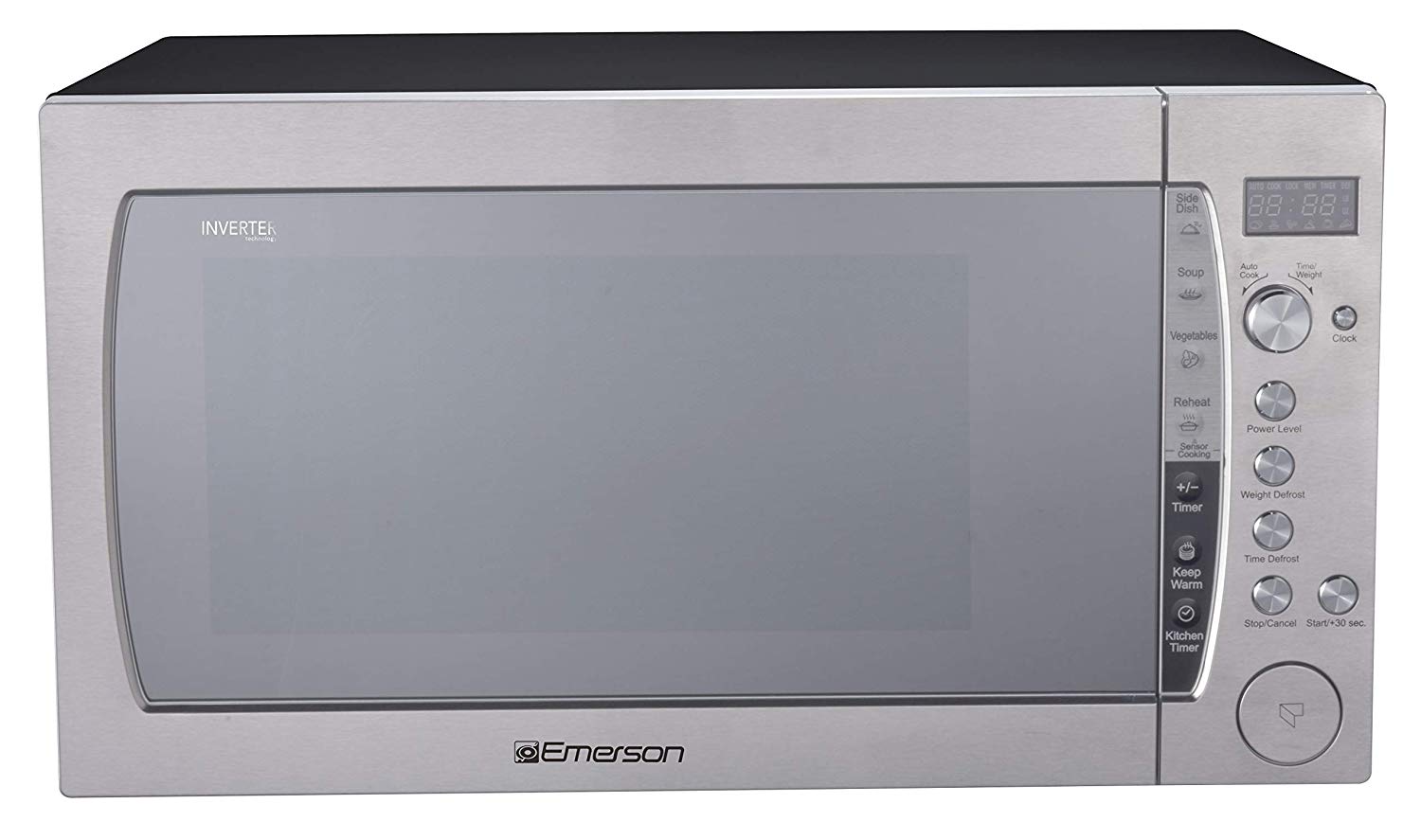 Emerson ER105006 2.2 Cu Ft 1200 W Counter top Microwave Oven with Inverter Technology & Sensor Cooking, Silver
