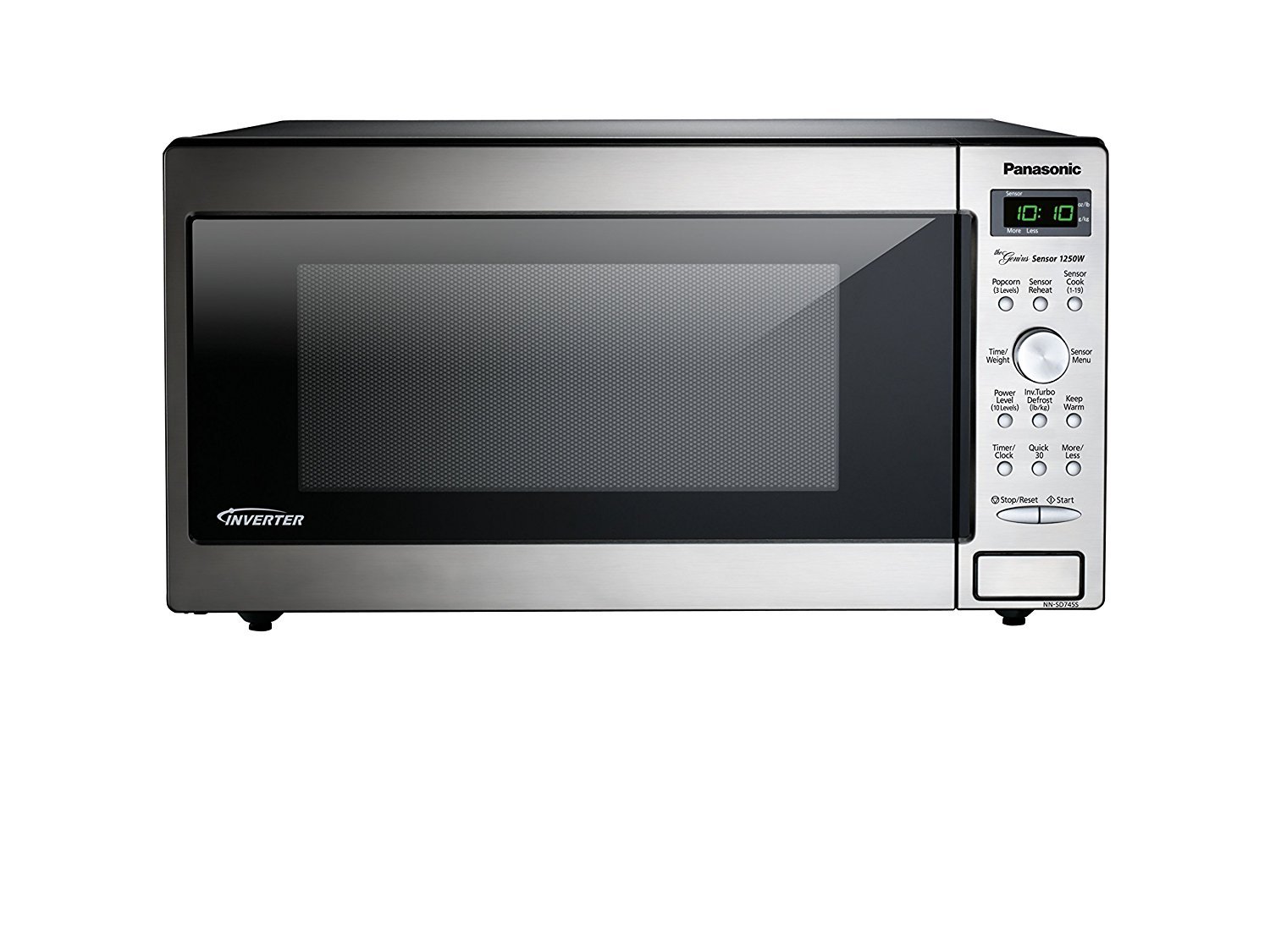 Microwave Oven Compact Countertop Panasonic Electric Stainless Steel 1250 Watt 1.6 cu. ft. Inverter Cookware With Free Pot Holders