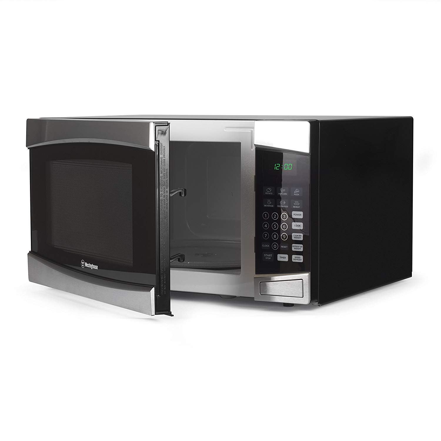 Westinghouse WCM16100SS 1000 Watt Counter Top Microwave Oven, 1.6 Cubic Feet, Stainless Steel Front, Black Cabinet