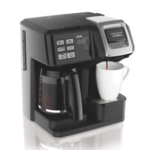 Hamilton Beach (49976) FlexBrew Coffee Maker, Single Serve & Full Coffee Pot, Compatible with Single-Serve Pods or Ground Coffee, Programmable, Black