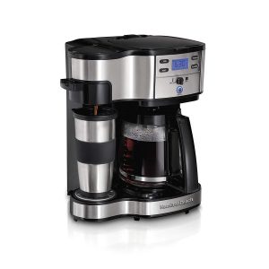Hamilton Beach 49980A 2-Way Brewer Coffee Maker, Single-Serve with 12-Cup Carafe, Stainless Steel