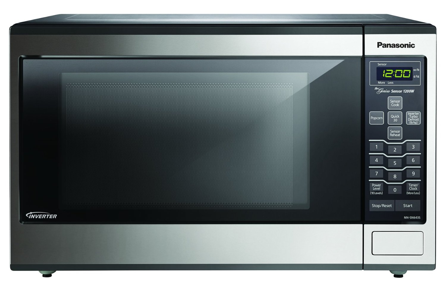 Panasonic NN-SN643S Stainless 1200W 1.2 Cu. Ft. Countertop Microwave Oven with Inverter Technology