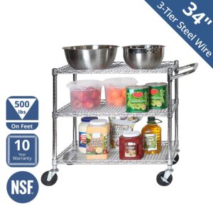 Commercial-Grade NSF Listed Service Utility Cart Shelving