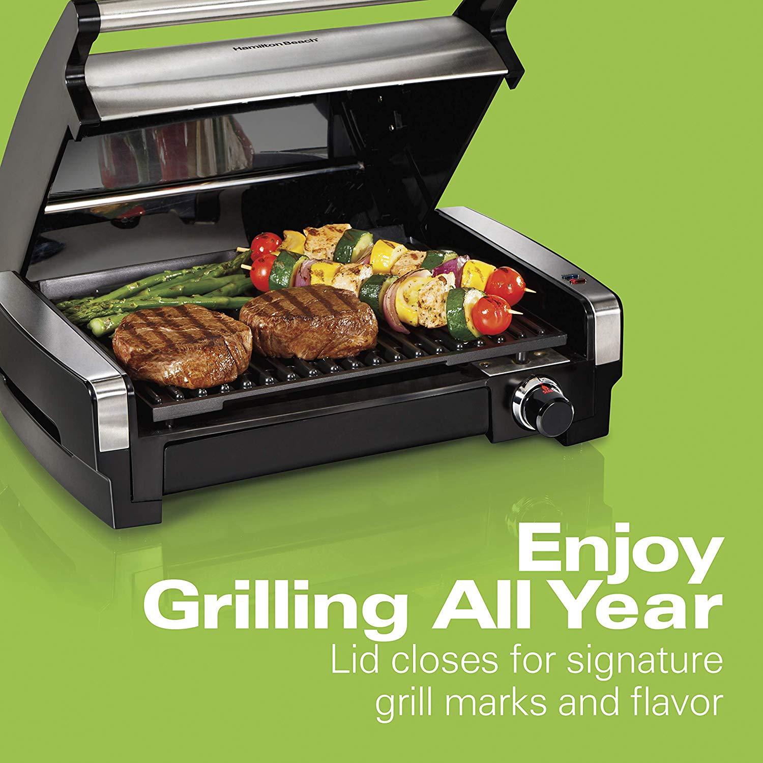 Hamilton Beach Electric Indoor Searing Grill 6Serving, ExtraLarge