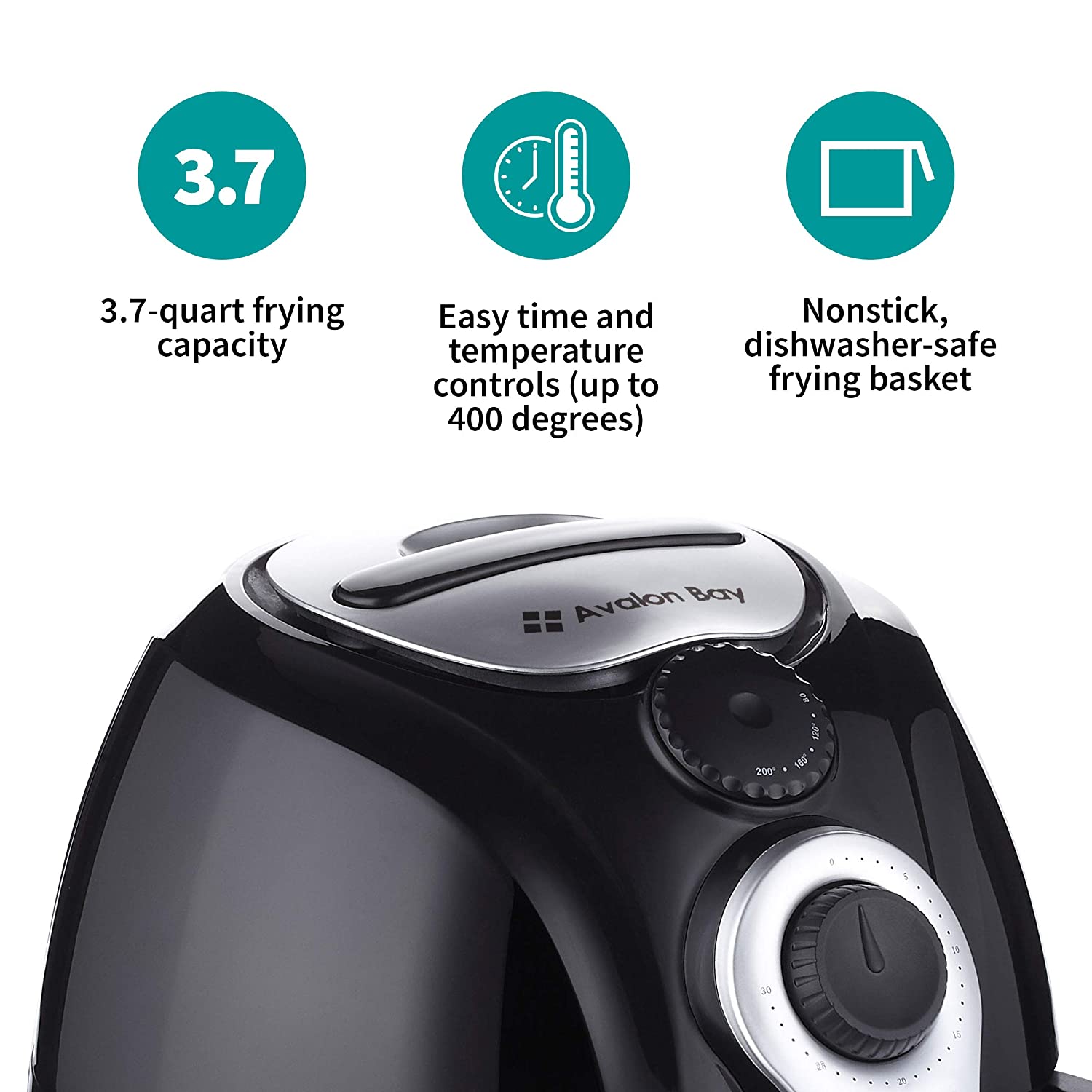 Avalon Bay Air Fryer, For Healthy Fried Food, 3.7 Quart Capacity