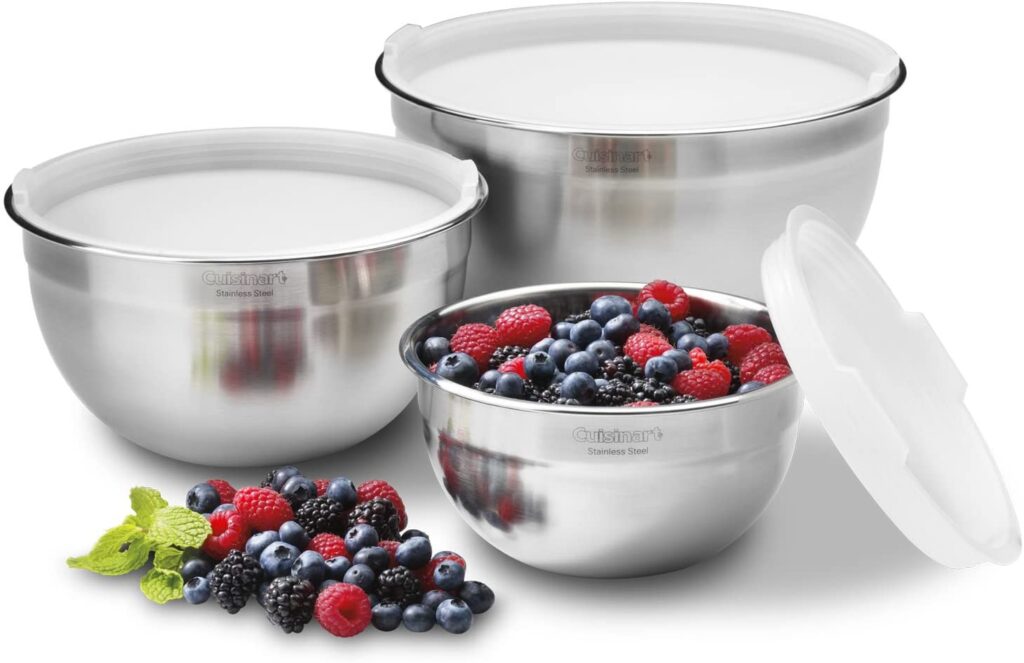 cuisinart stainless steel mixing bowls with lids set of 3