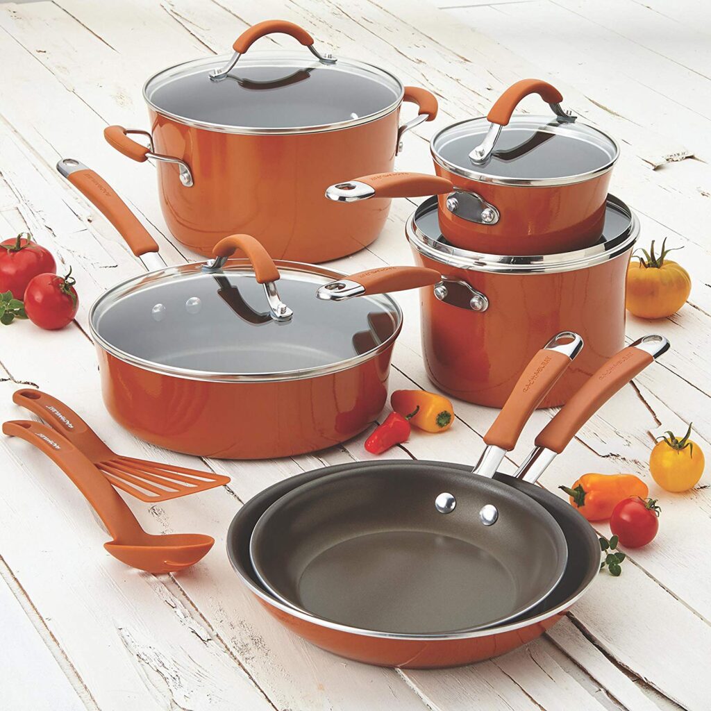 Rachael Ray 16328 Cucina Nonstick Cookware Pots and Pans Set, 12 Piece