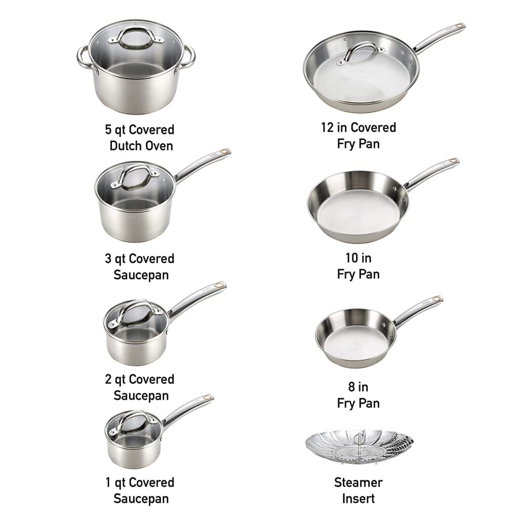 T-fal C836sd Ultimate Stainless Steel Copper Bottom 13 Pc Cookware Set 