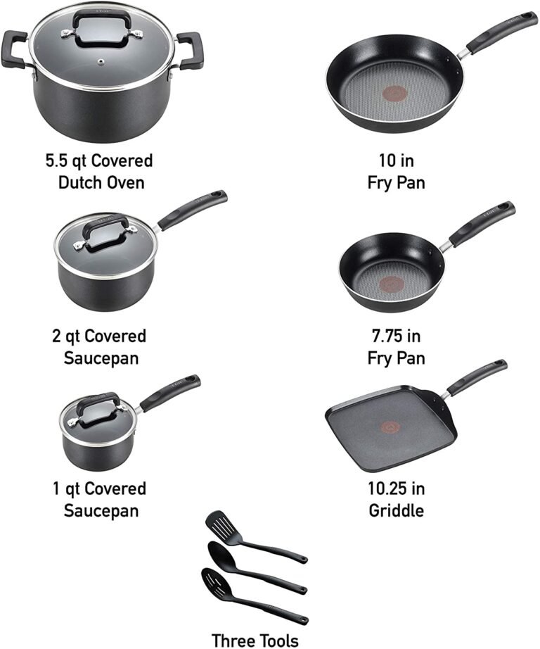 Tfal C530SC Signature Nonstick Dishwasher Safe Cookware Set, Nonstick