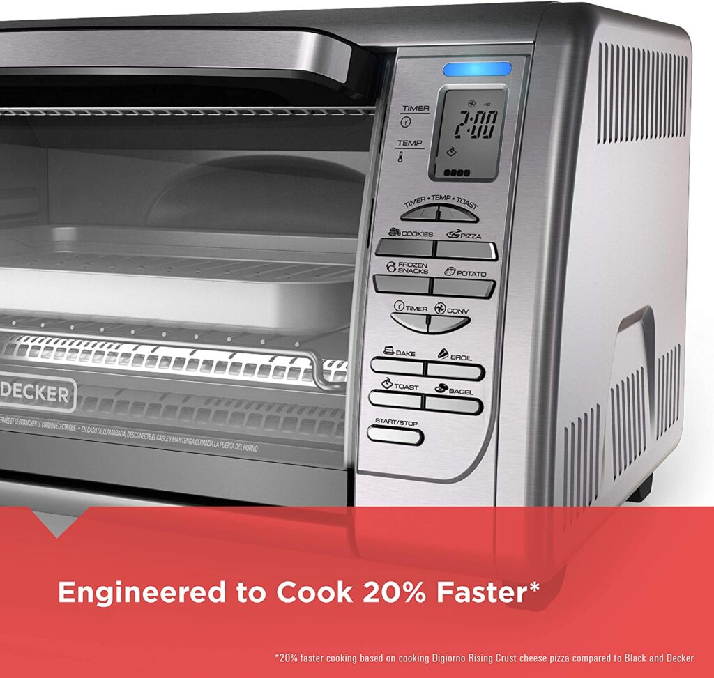 BLACK+DECKER Countertop Convection Toaster Oven, Silver, CTO6335S