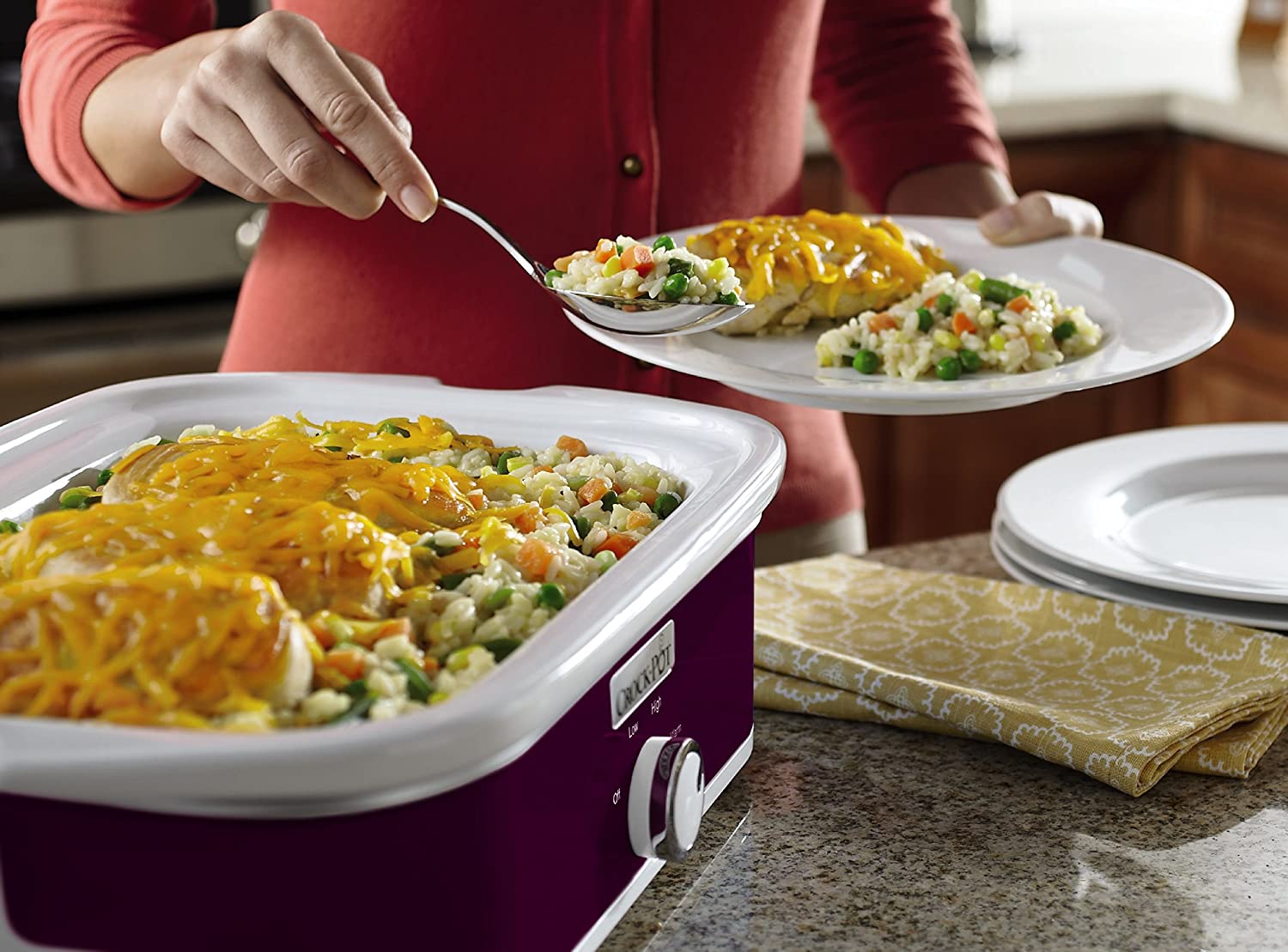 CrockPot 3.5Quart Casserole Crock Manual Slow Cooker, Perfect Plum