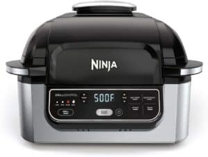 Ninja Foodi 5-in-1 Indoor Grill with 4-Quart Air Fryer with Roast, Bake, Dehydrate, and Cyclonic Grilling Technology, IG301A