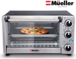 Toaster Oven 4 Slice, Multi-function Stainless Steel with Timer - Toast - Bake - Broil Settings, Natural Convection