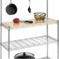 Whitmor Supreme Baker’s Rack with Food Safe Removable Wood Cutting Board - Chrome