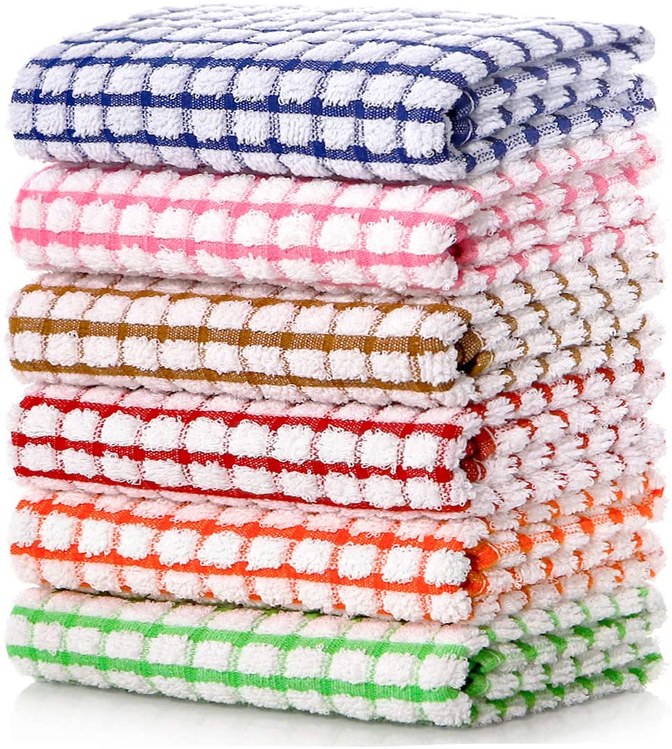 LAZI Kitchen Dish Towels, 16 Inch x 25 Inch Cotton Kitchen Towels