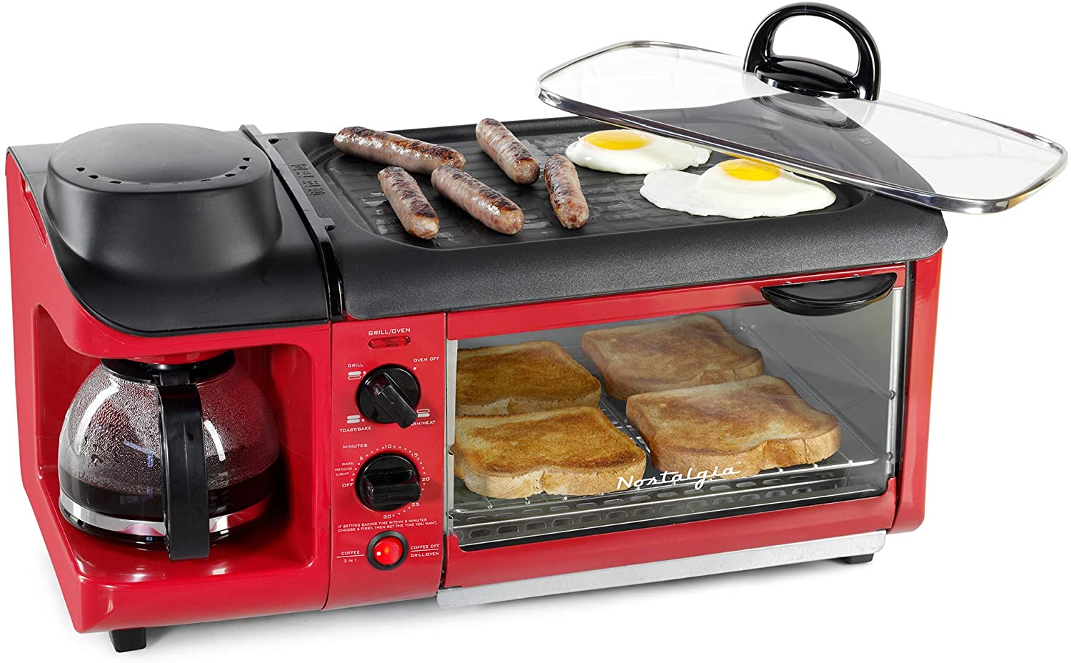 Nostalgia BST3RR Review breakfast station toaster coffeemaker and griddle