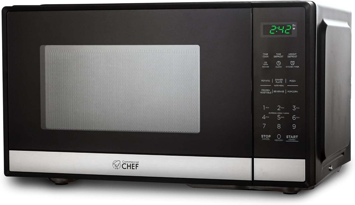 COMMERCIAL CHEF 0.9 Cubic Foot Microwave with 10 Power Levels