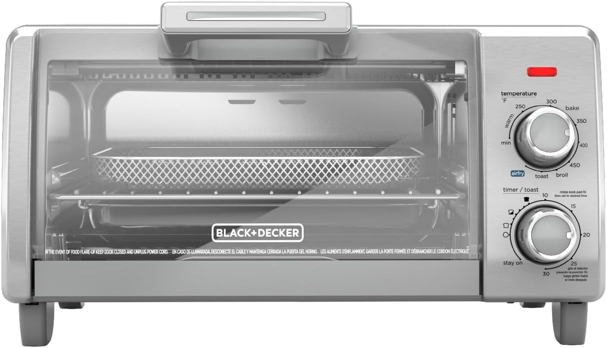 BLACK+DECKER 4-Slice Crisp N Bake Air Fry Toaster Oven, TO1787SS