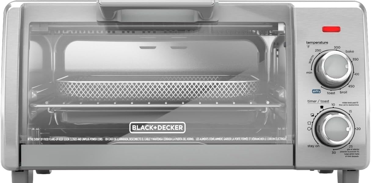 BLACK+DECKER 4-Slice Crisp N Bake Air Fry Toaster Oven, TO1787SS