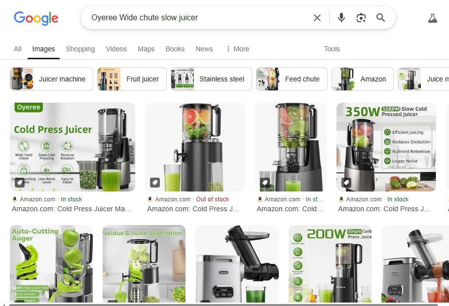 Oyeree Cold Press Juicer on Google Search
