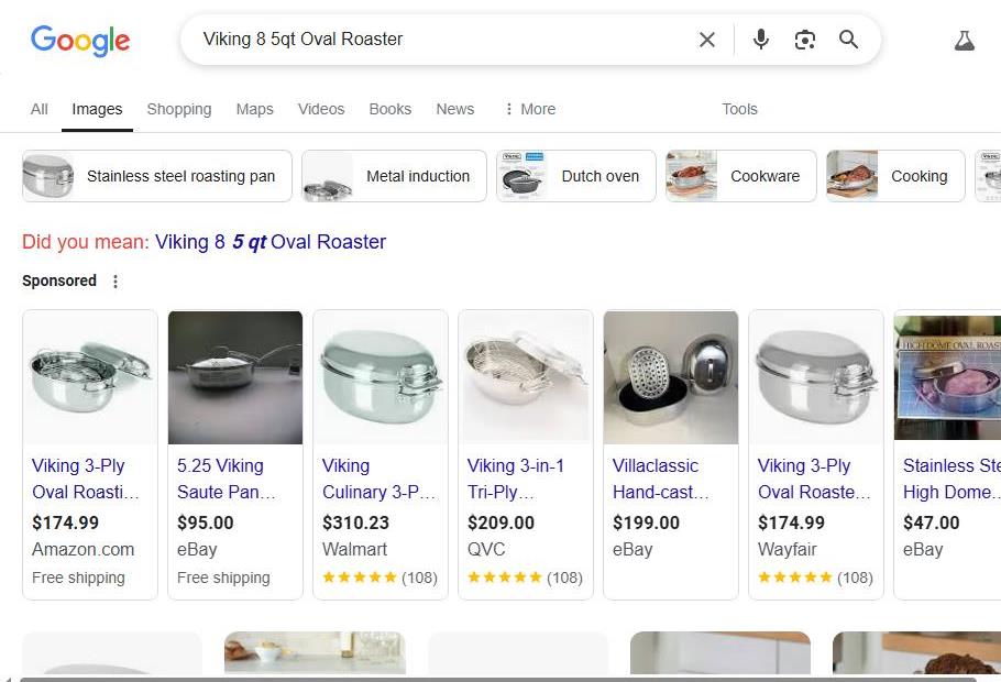 Google Search Results for a Viking Oval Roaster