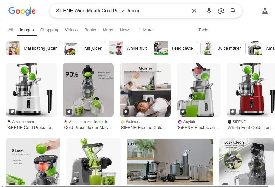 SiFENE Juicer Displayed in Multiple Angles and Styles