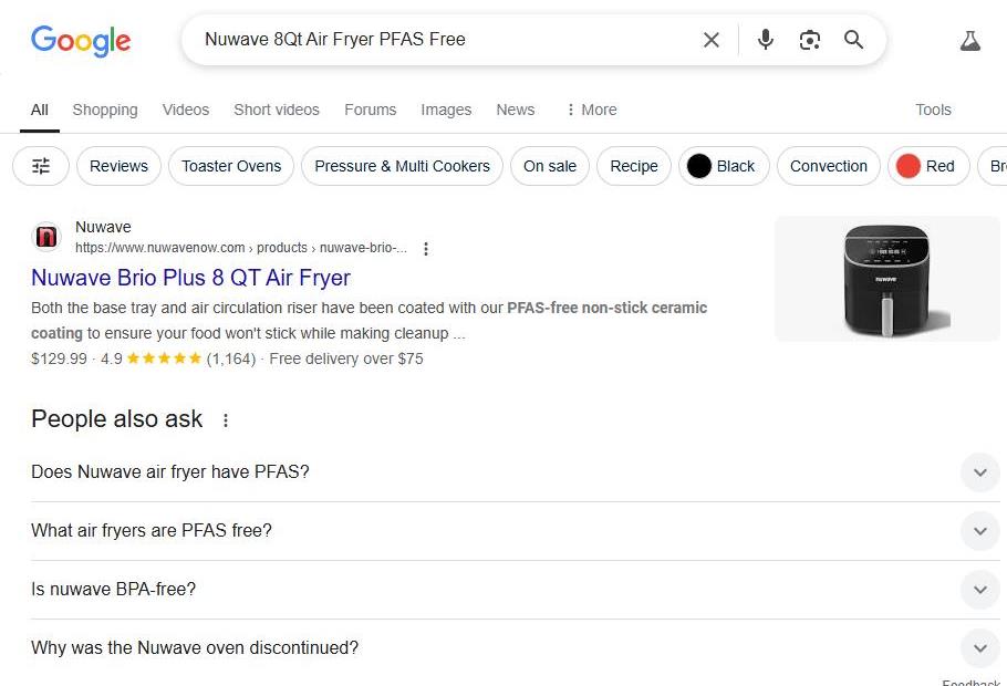 Nuwave 8Qt Air Fryer: PFAS-Free Non-Stick