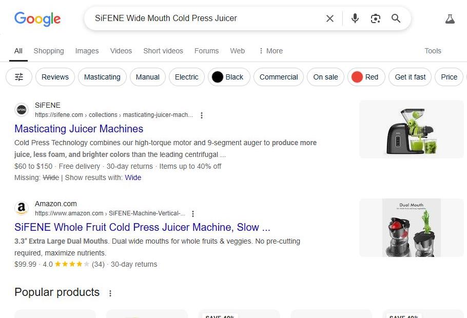 Google Search Results for SiFENE Juicer