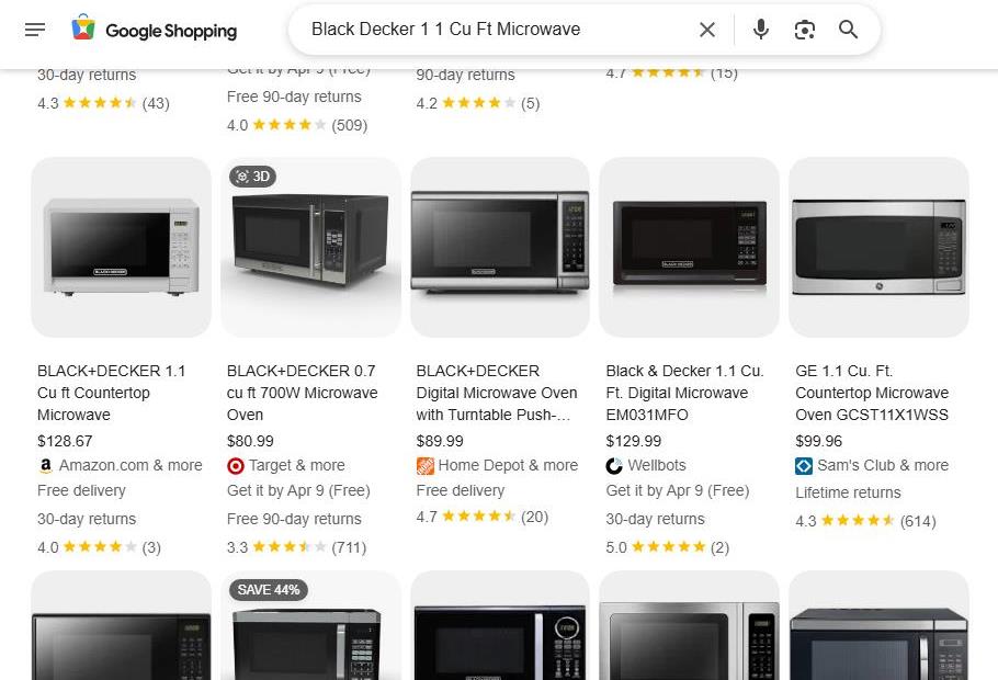 Google Shopping Results for Black+Decker Microwave