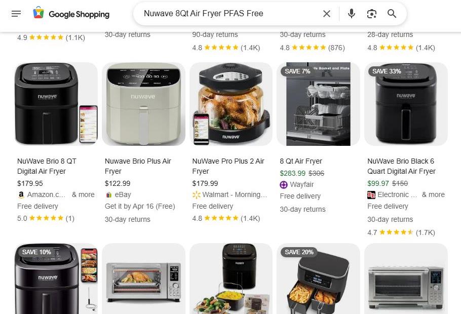 NuWave Air Fryer Options on Google Shopping