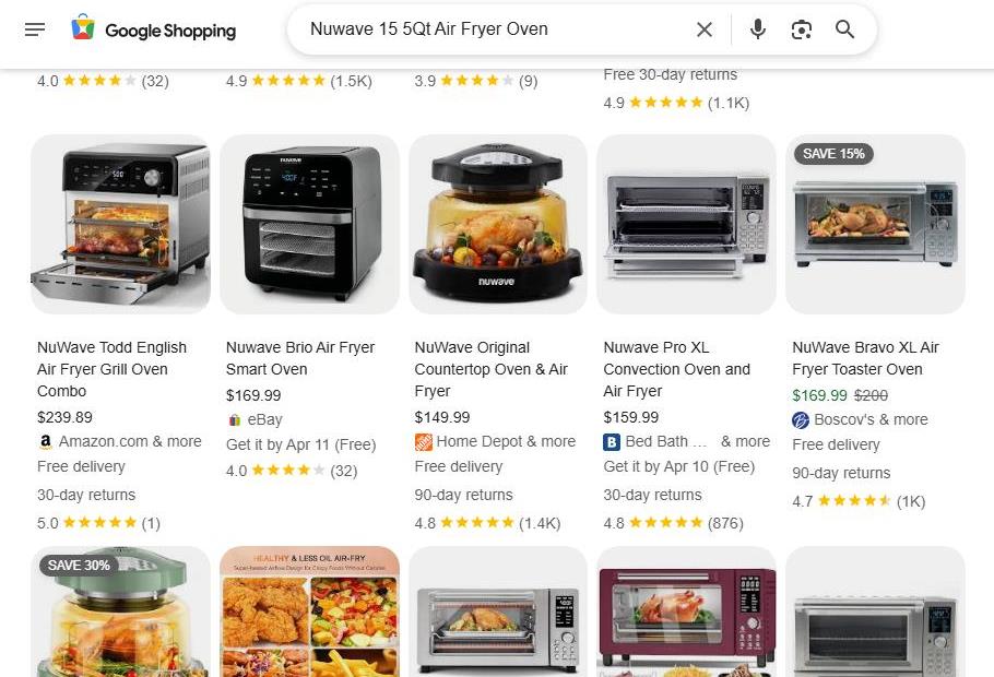 Google Shopping Results for NuWave 15Qt Air Fryer Oven