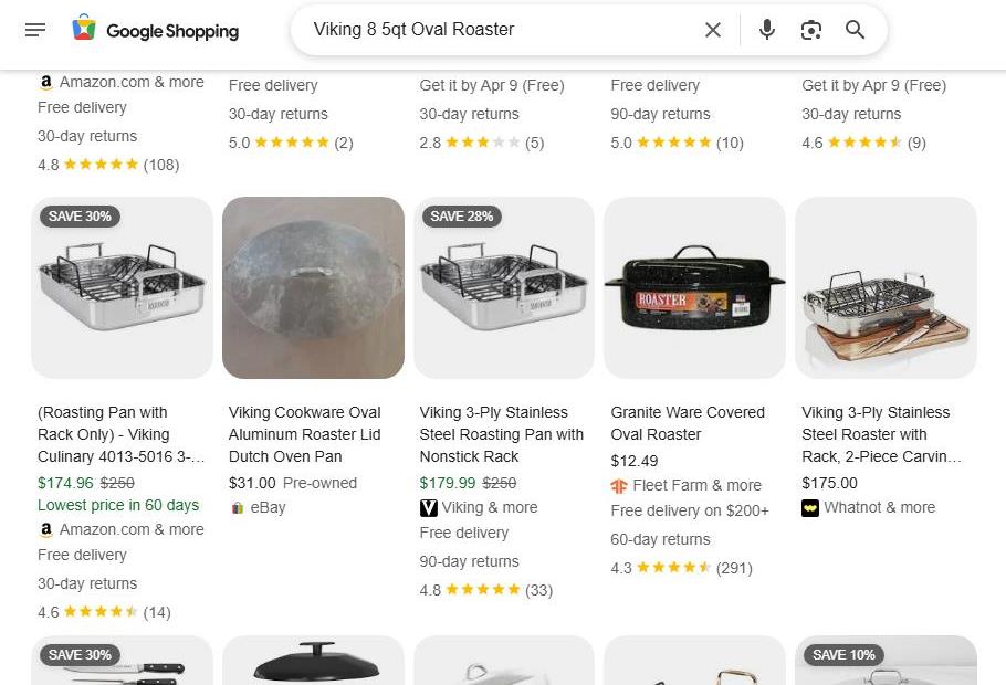 Google Shopping Results for Viking 8.5qt Oval Roaster