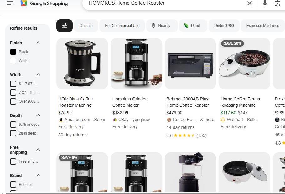 Google Shopping Search Results for Homokus Coffee Maker
