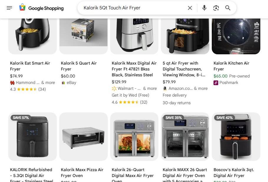 Google Shopping Results for Kalorik 5Qt Touch Air Fryer