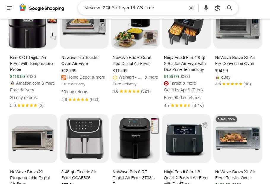 Nuwave Brio 6-Qt Digital Air Fryer Found in Google Shopping Results