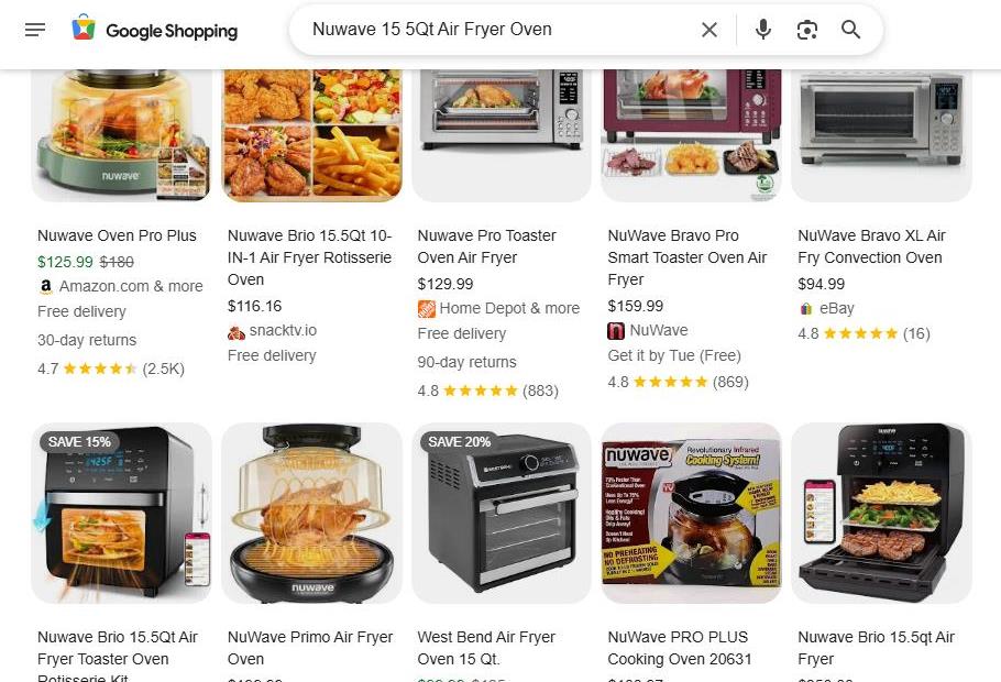 Google Shopping Results for Nuwave 15 Qt Air Fryer Oven