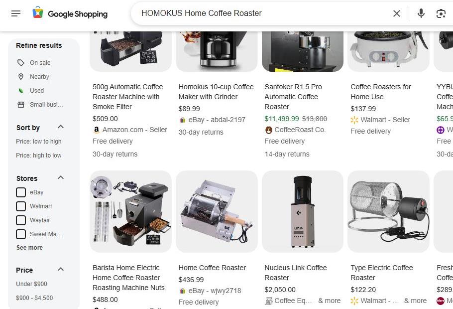 Google Shopping Results for HOMOKUS Home Coffee Roaster