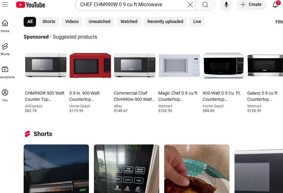 CHEF CHM990 watt 0.9 cu ft Microwave on YouTube