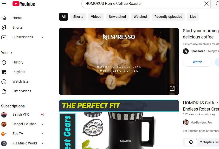 Nespresso Ad on YouTube